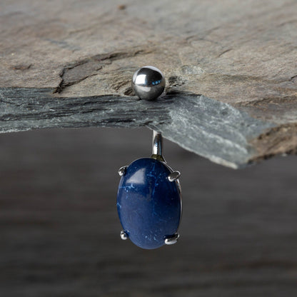 Oval Semi-Precious Stone Belly Button Ring - 316L Surgical Steel