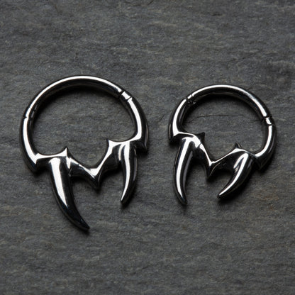 Tribal Fangs Hinged Segment Ring - 316L Stainless Steel