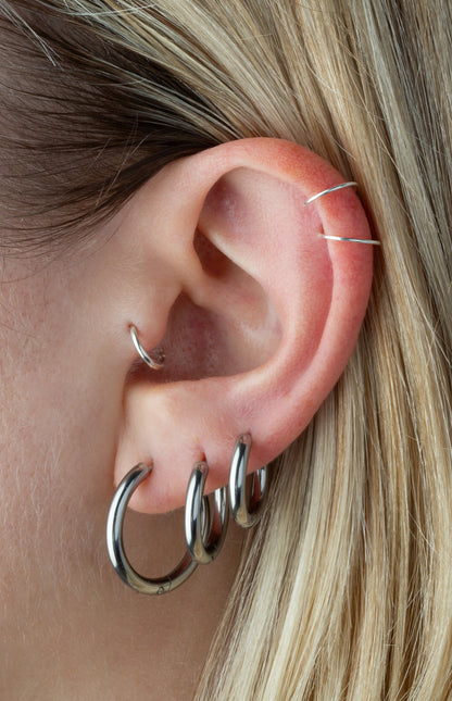 Spiral Double Hoop for Single Piercing Nose Ring - Sterling Silver