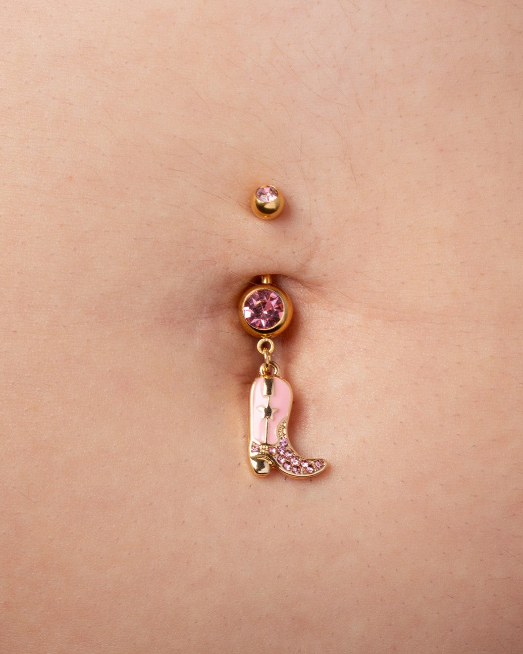 CZ Crystal Paved Cowboy Boot Belly Button Ring - 316L Stainless Steel