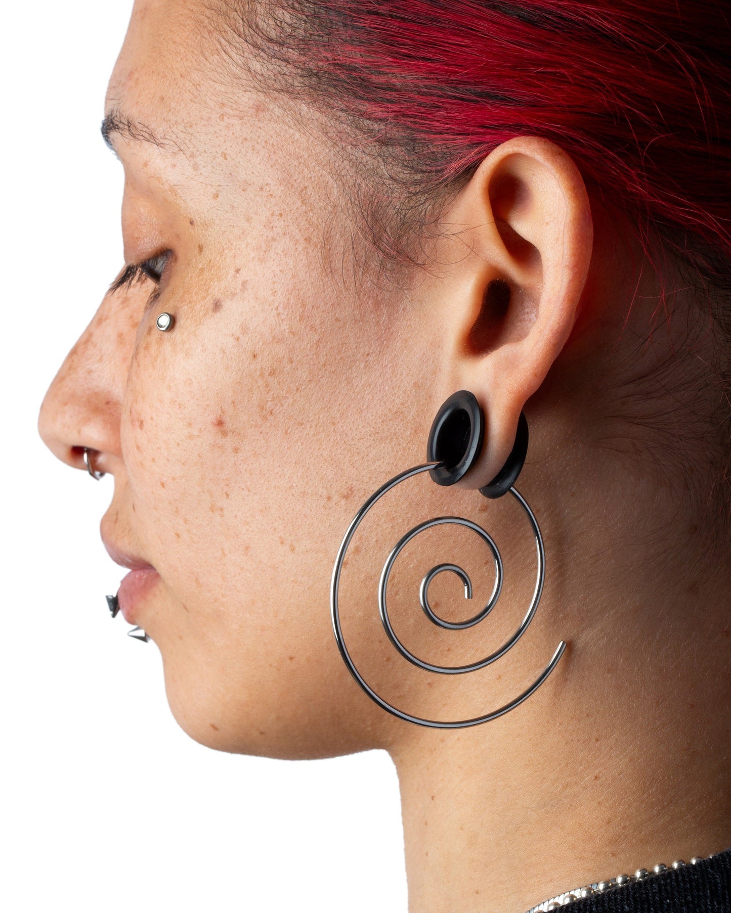 Large Spiral Coiled Hoop Earrings - Stainless Steel - Pair