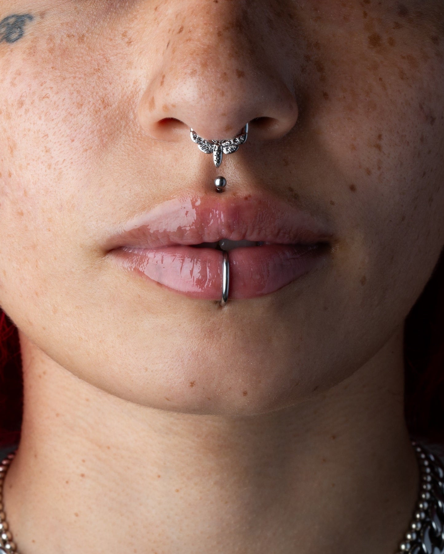 Crescent Moth Septum Clicker Ring - 316L Stainless Steel