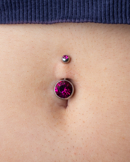 Giant Sparkling Crystal Belly Button Ring - 316L Stainless Steel