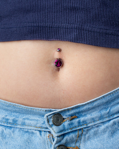 Giant Sparkling Crystal Belly Button Ring - 316L Stainless Steel