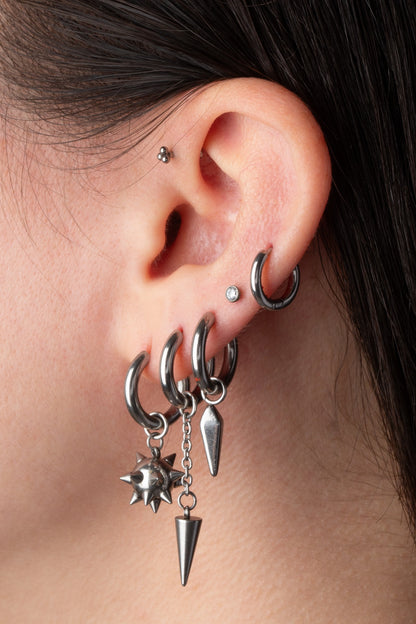 Set of 3 Spiked Huggie Hoops