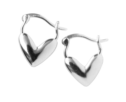 Heart Hoop Earrings - Pair - 925 Sterling Silver