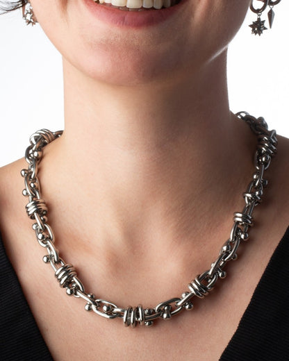 Barbell Chain Link Necklace - 316L Stainless Steel