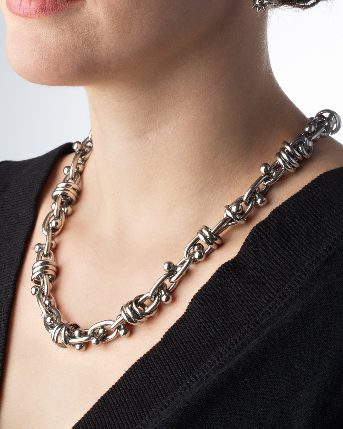 Barbell Chain Link Necklace - 316L Stainless Steel