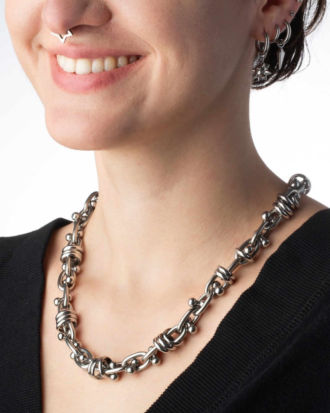 Barbell Chain Link Necklace - 316L Stainless Steel