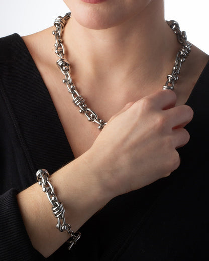 Barbell Chain Link Necklace - 316L Stainless Steel