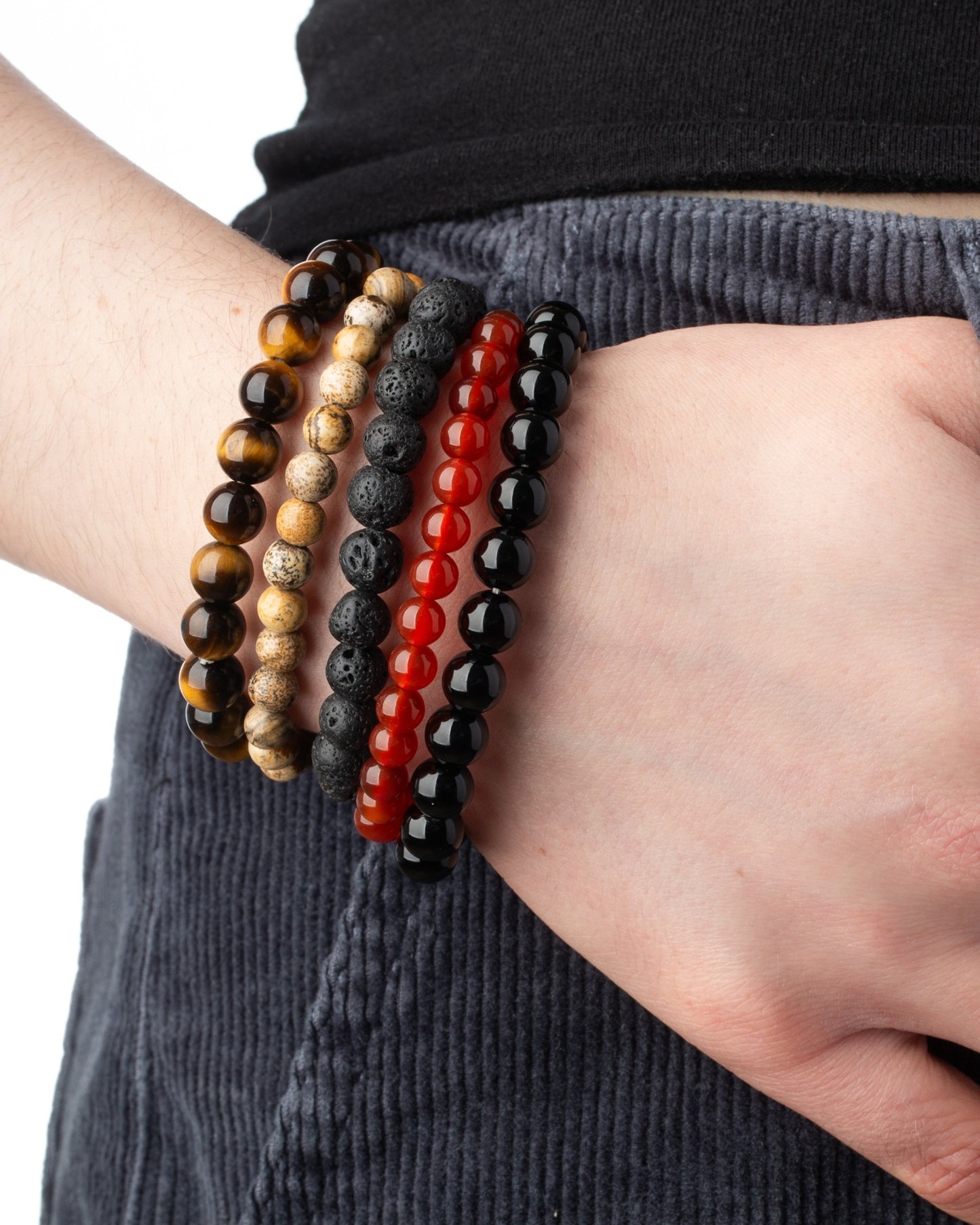 Black Obsidian Natural Stone Bead Stretch Bracelet