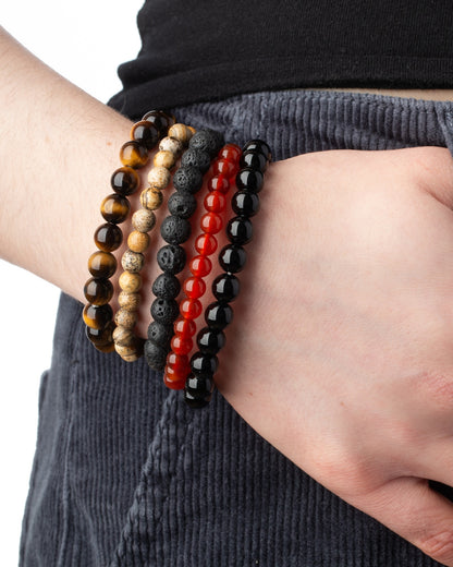 Black Obsidian Natural Stone Bead Stretch Bracelet