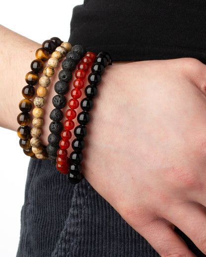 Black Obsidian Natural Stone Bead Stretch Bracelet