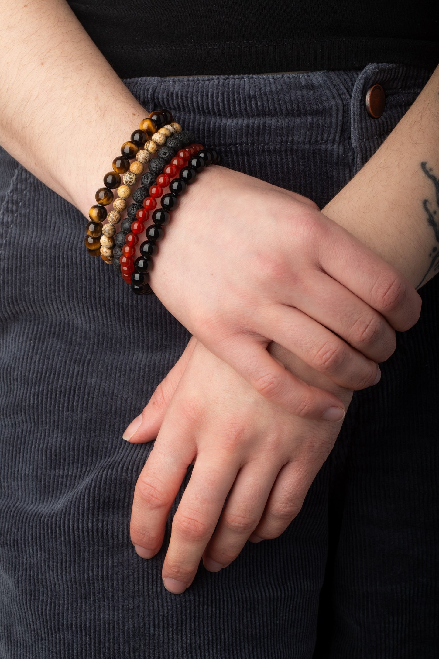 Natural Lava Stone Bead Stretch Bracelet