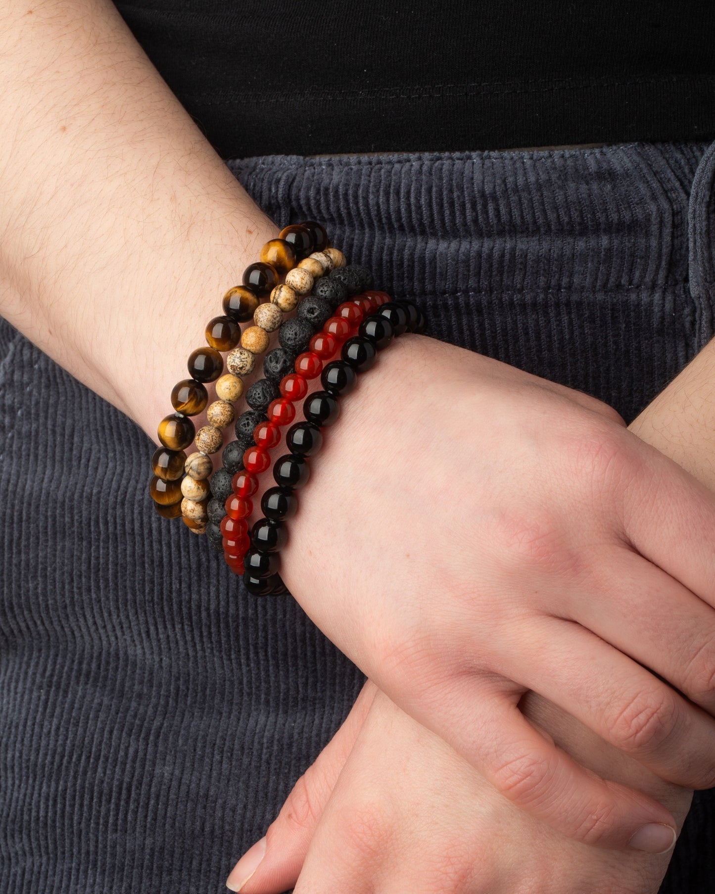 Black Obsidian Natural Stone Bead Stretch Bracelet