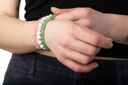 Rose Quartz Natural Stone Bead Stretch Bracelet