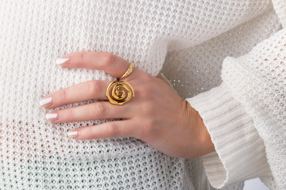 CZ Crystal Croissant Ring - Gold Plated 925 Sterling Silver