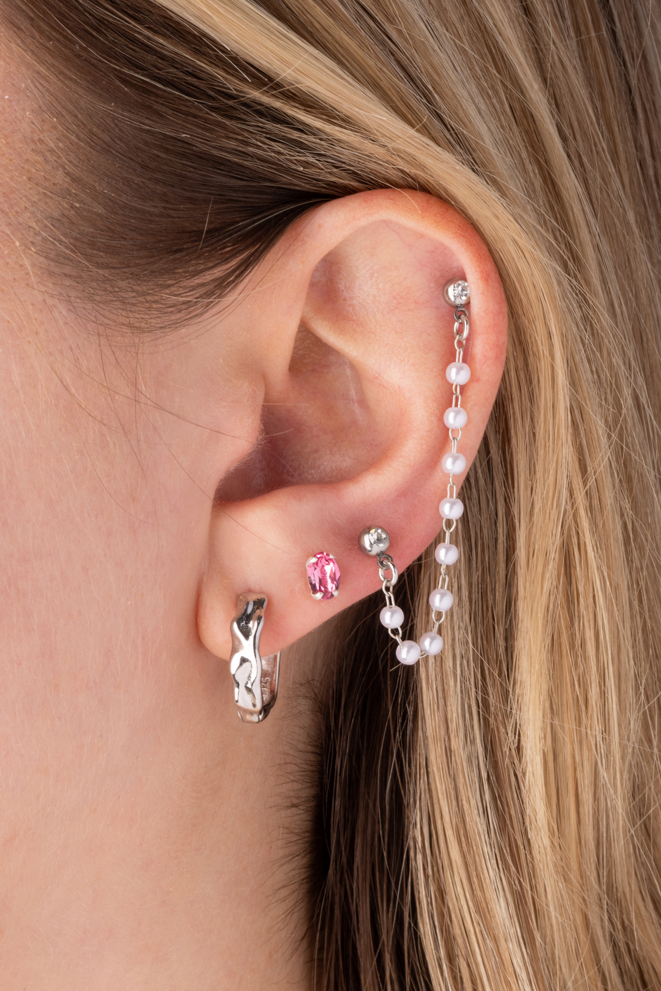 Hammered Hoop Earrings - Pair - 925 Sterling Silver