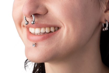 Faux Stretched 8GA Ball Ends Horseshoe Septum Barbell - Stainless Steel