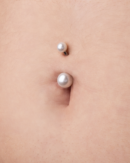 Imitation Pearl Belly Button Ring - 316L Stainless Steel
