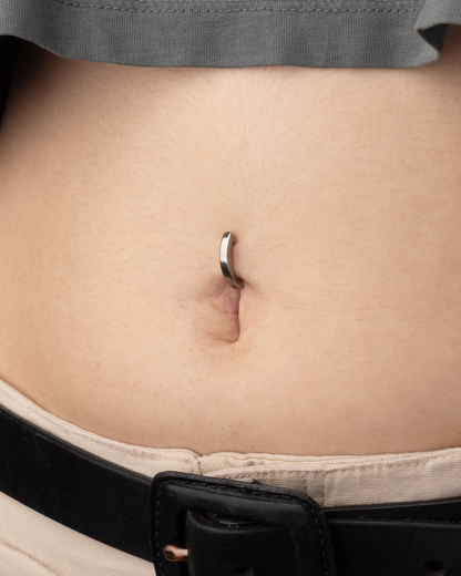Hinged Curved Bar Belly Button Ring - 316L Stainless Steel