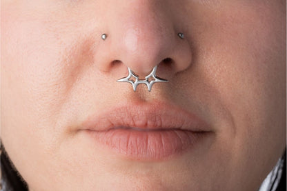 Spiky Starburst Hinged Segment Clicker Ring - 316L Stainless Steel