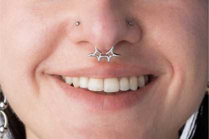 Spiky Starburst Hinged Segment Clicker Ring - 316L Stainless Steel