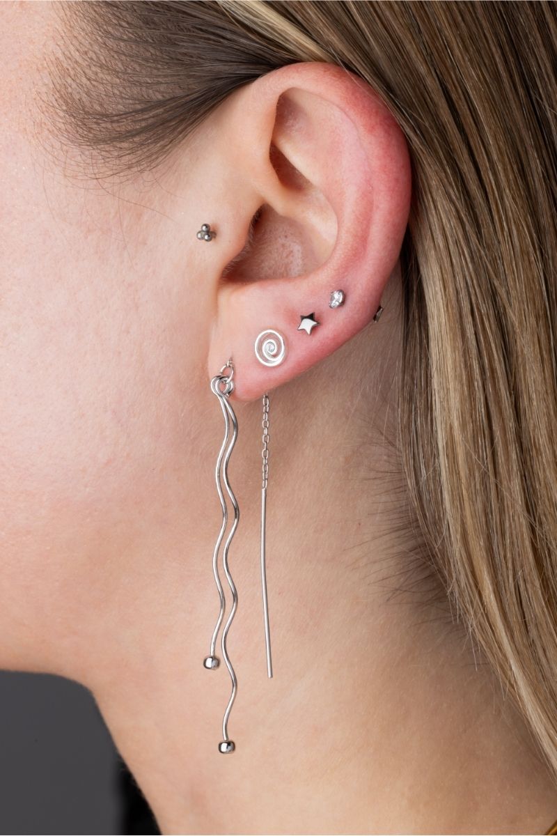 Threadless Push-in CZ Crystal Star Back Stud - ASTM F-136 Implant Grade Titanium