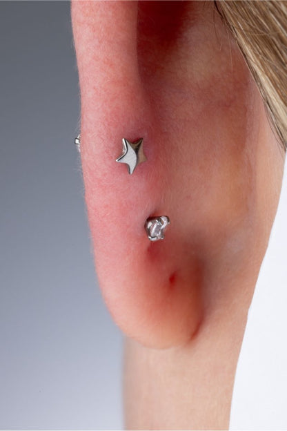 Threadless Push-in CZ Crystal Star Back Stud - ASTM F-136 Implant Grade Titanium