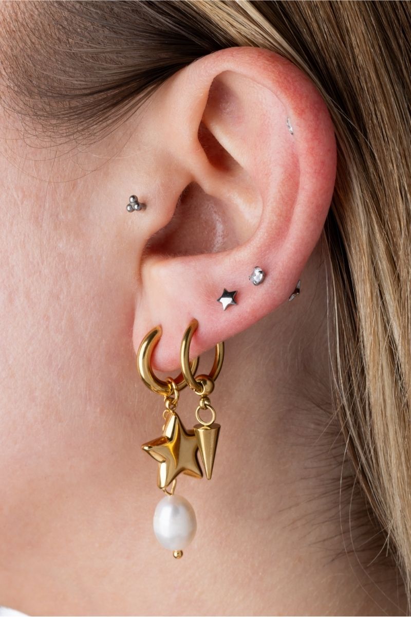 Threadless Push-in CZ Crystal Star Back Stud - ASTM F-136 Implant Grade Titanium