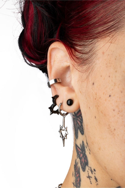 Spiked Heart Dangling Huggie Hoop Earrings - Pair - 316L Stainless Steel