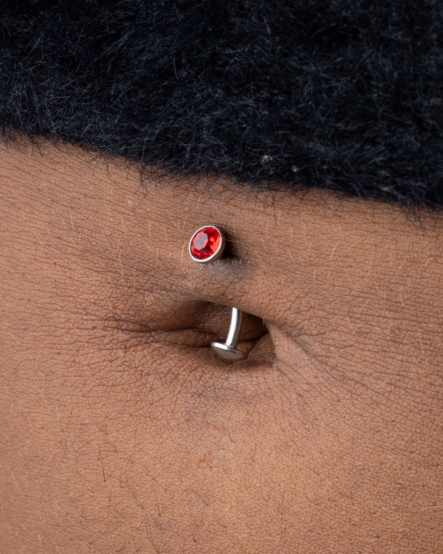 Threadless CZ Crystal Floating Belly Button Ring - 316L Stainless Steel