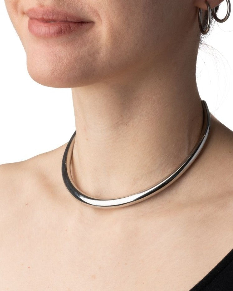 Collar Cuff Choker Necklace - Stainless Steel