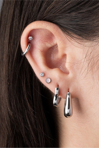 Tulip Shaped Hinged Hoop Earrings - Pair - 316L Stainless Steel