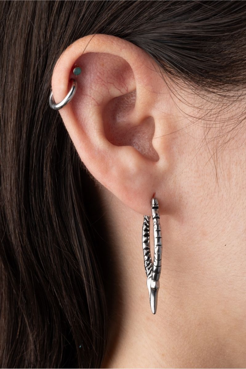 Gothic Spine Hoop Earrings - Pair - 316L Stainless Steel