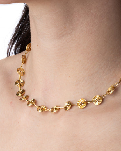 Spiral Lined Necklace - Gold Plated 304 Stainless Steel