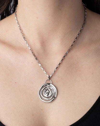 Wavy Spiral Pendant Necklace - 304 Stainless Steel