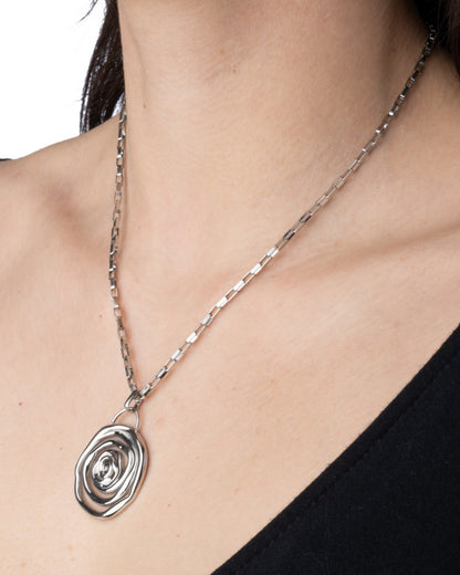 Wavy Spiral Pendant Necklace - 304 Stainless Steel