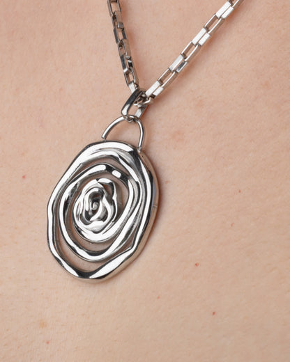 Wavy Spiral Pendant Necklace - 304 Stainless Steel