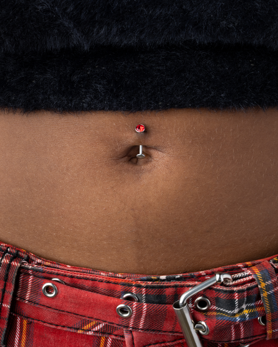 Threadless CZ Crystal Floating Belly Button Ring - 316L Stainless Steel