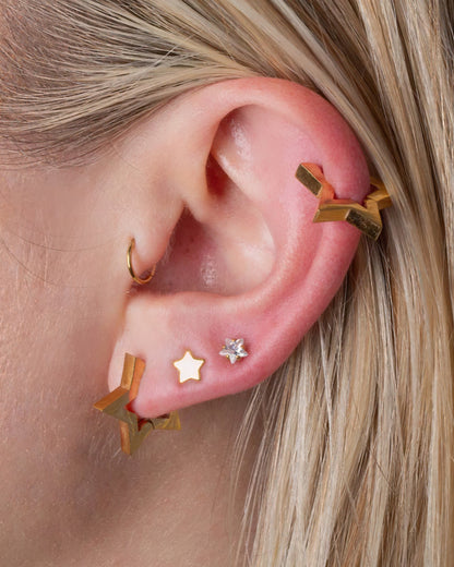 Star Shaped Stud Earrings - Pair - Gold Plated 925 Sterling Silver