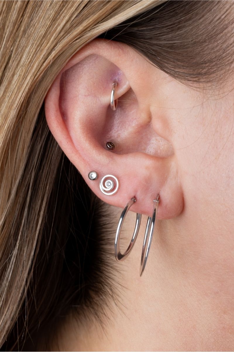 Tapered Flat Hoop Earrings - Pair - Rhodium Plated 925 Sterling Silver