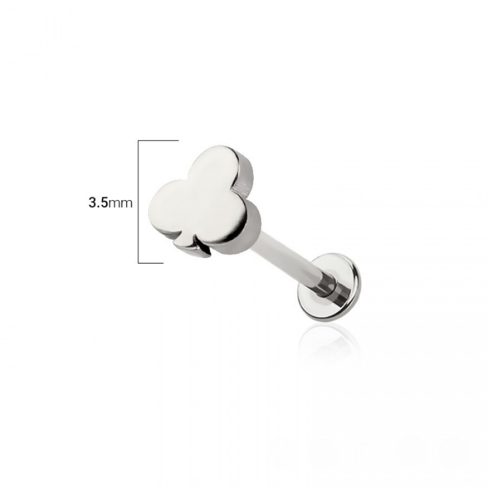 Threadless Push-In Poker Card Suit Top Flat Back Stud - 316L Stainless Steel