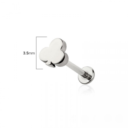 Threadless Push-In Poker Card Suit Top Flat Back Stud - 316L Stainless Steel