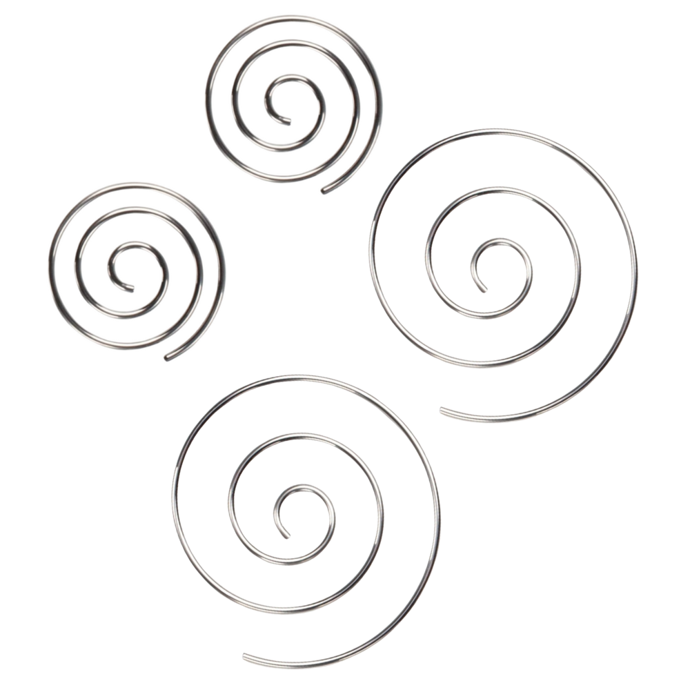 Set of Small and Large Spiral Coiled Hoop Earrings - Stainless Steel