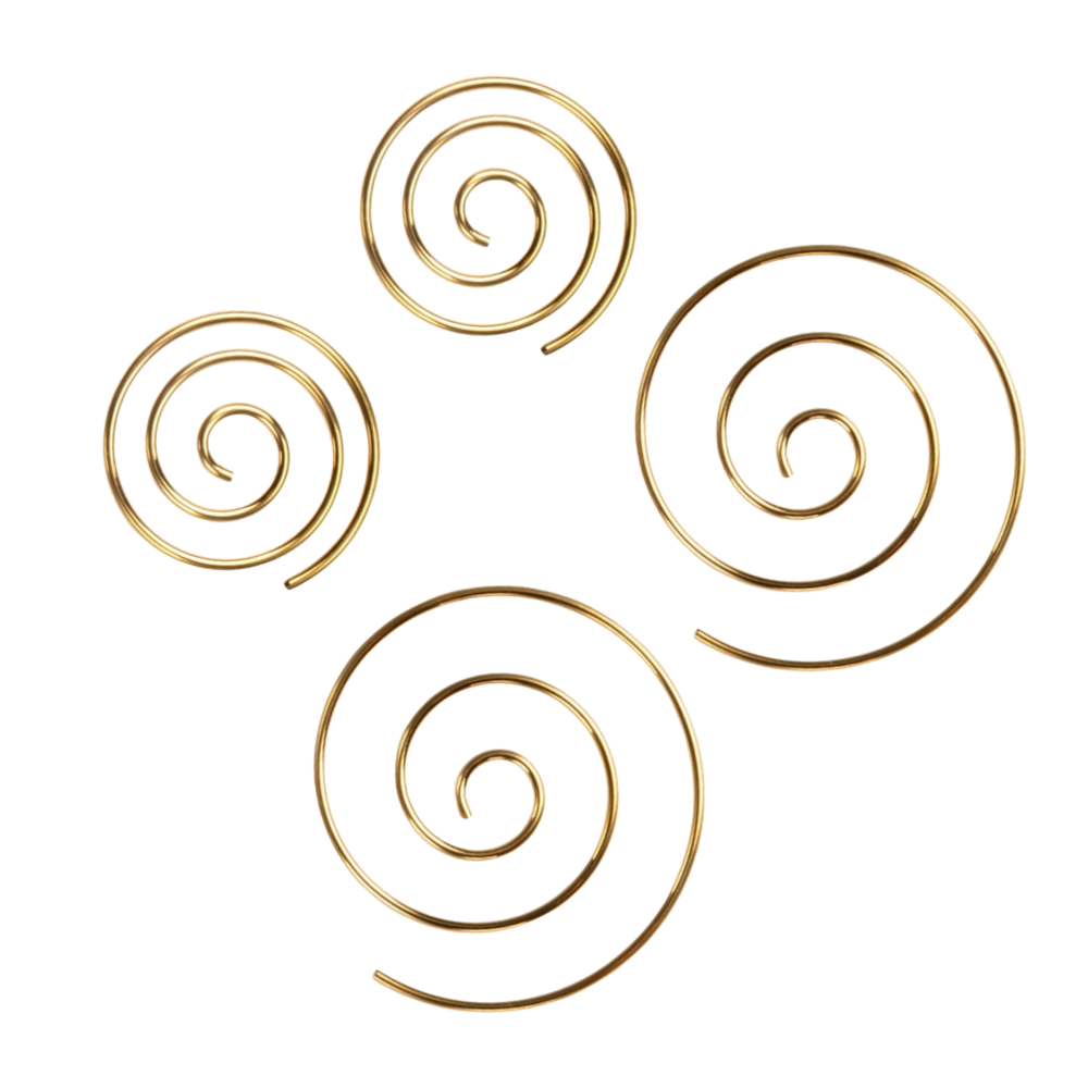 Set of Small and Large Spiral Coiled Hoop Earrings - Stainless Steel