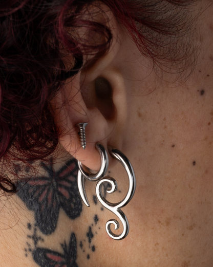 Screw Stud Earrings - Pair - Stainless Steel