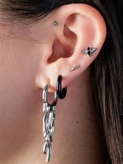 Flame Hinged Hoop Dangling Earrings - 316L Stainless Steel