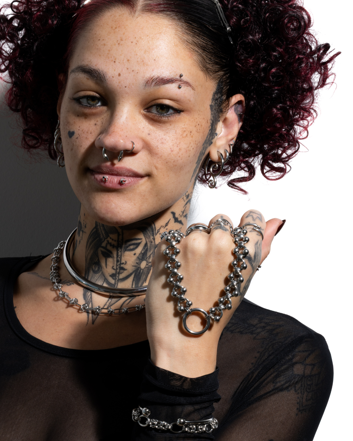 Ring Center Ball Chain Necklace - Stainless Steel