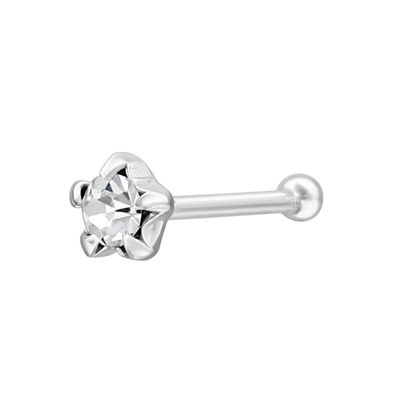 Crystal Star Nose Bone Stud - 925 Sterling Silver